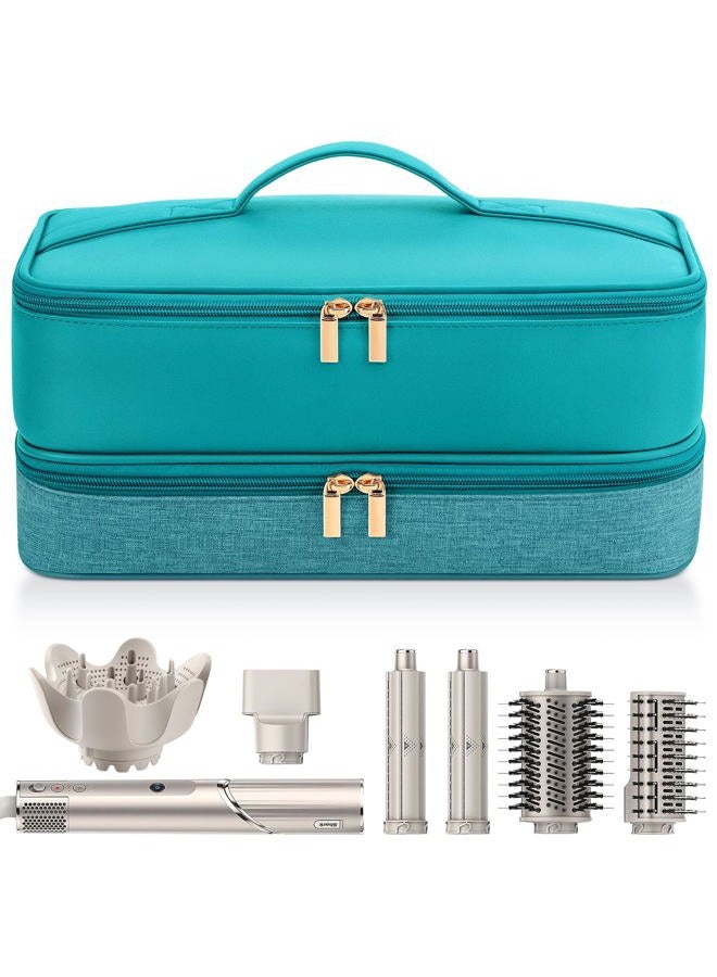 Adworte Travel Hair Dryer Case for Shark Flexstyle, Double-Layer Carrying Case for Shark Flex Style Blow Dryer, Portable Hair Tools Storage Organizer Bag for Shark Beauty Hairdryer Attchments (Teal Green) - Image 1