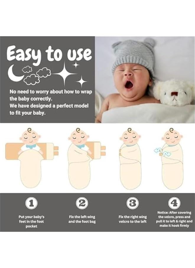 HOOKOR Durku Baby Swaddle Sleep Sacks with Hat,3Pack Newborn Swaddle Sack, Baby Swaddles Sleep Sack 0-3 Months, Wearable Blanket Baby, Baby Swaddle Blanket Wrap, Swaddle Sack, Easy Change Swaddle (Style A)  - Image 4