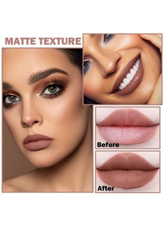 Matte Nude Lipstick, Nude Paper Tube Lipsticks Lip Stick Long Lasting Velvety Matte Lipstick,Non Stick Cup Nude Lip Gloss Lipstick for Women Girls Daily Lip Makeup (#02 Nude)
