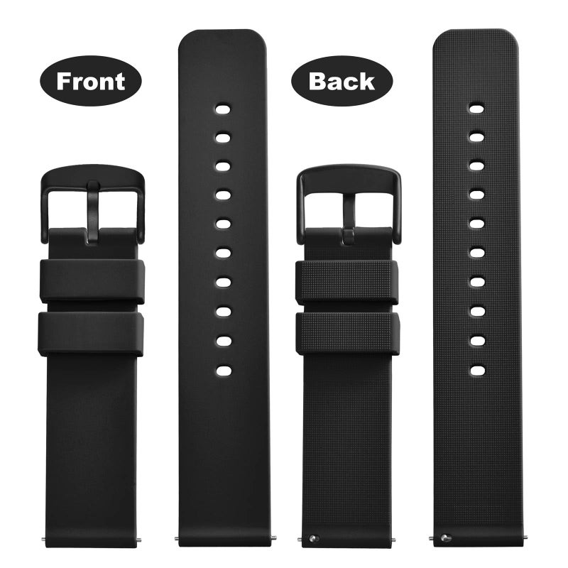WOCCI 24mm Silicone Watch Band, Quick Release Rubber Replacement Strap with Black Stainless Steel Buckle (Black) - Image 4