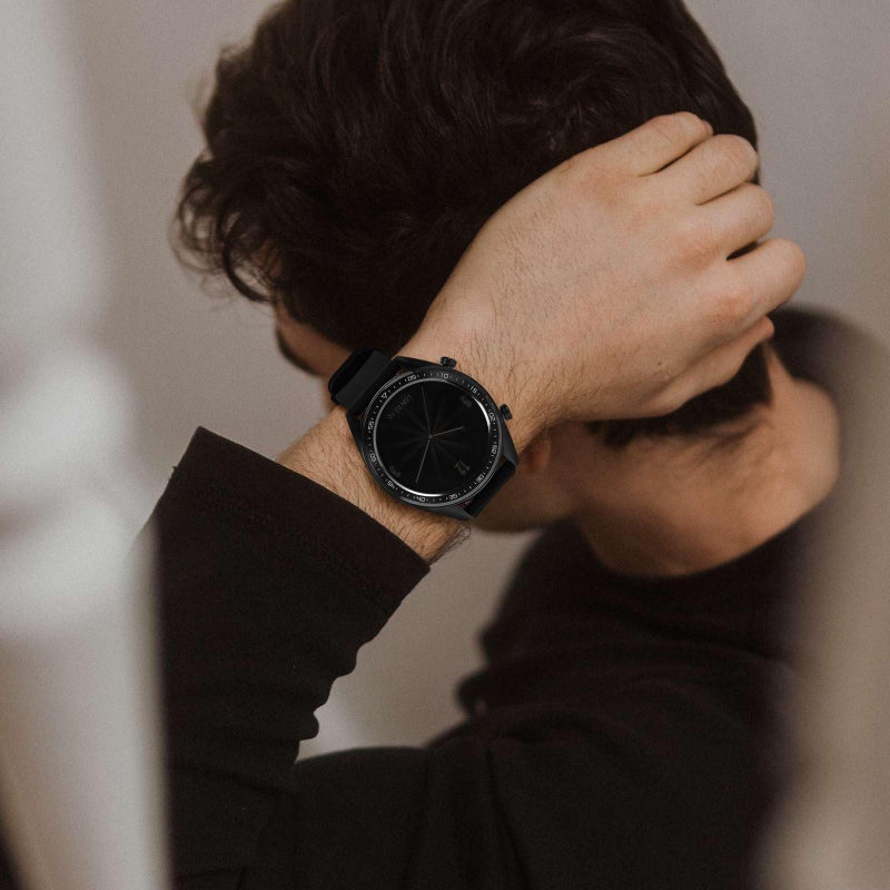 WOCCI 24mm Silicone Watch Band, Quick Release Rubber Replacement Strap with Black Stainless Steel Buckle (Black) - Image 2