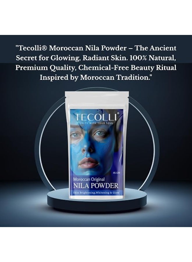 TECOLLI Original Moroccan Blue Nila Powder 45g – Pure & Natural Face Mask for Skin Brightening, Purifying, and Whitening - Image 2