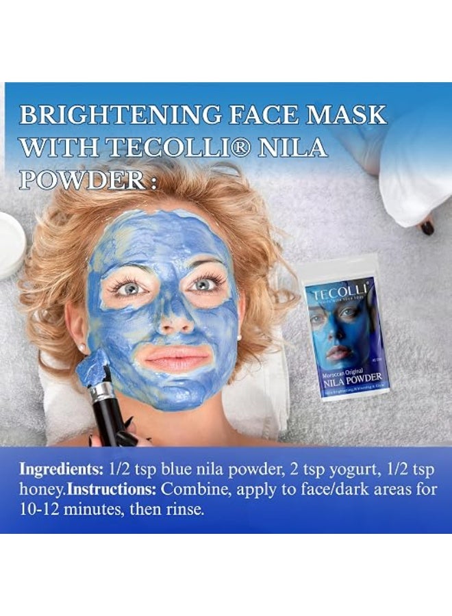 TECOLLI Original Moroccan Blue Nila Powder 45g – Pure & Natural Face Mask for Skin Brightening, Purifying, and Whitening - Image 4
