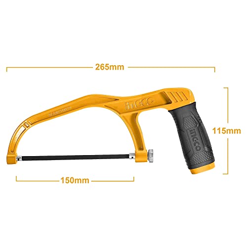INGCO Mini Hacksaw, 150mm (6") Hand Saw, Comfortable Handle Aluminium Body With 1 pcs Blade for Metal, Wood, PVC Pipes - Image 3