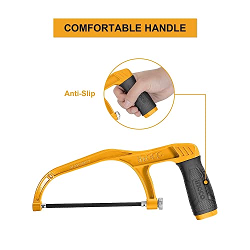 INGCO Mini Hacksaw, 150mm (6") Hand Saw, Comfortable Handle Aluminium Body With 1 pcs Blade for Metal, Wood, PVC Pipes - Image 5