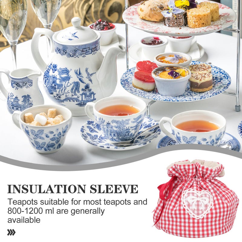 Cotton Drawstring Insulated Teapot Cover Heat Resistant Dustproof Warmer Cozy - Image 4