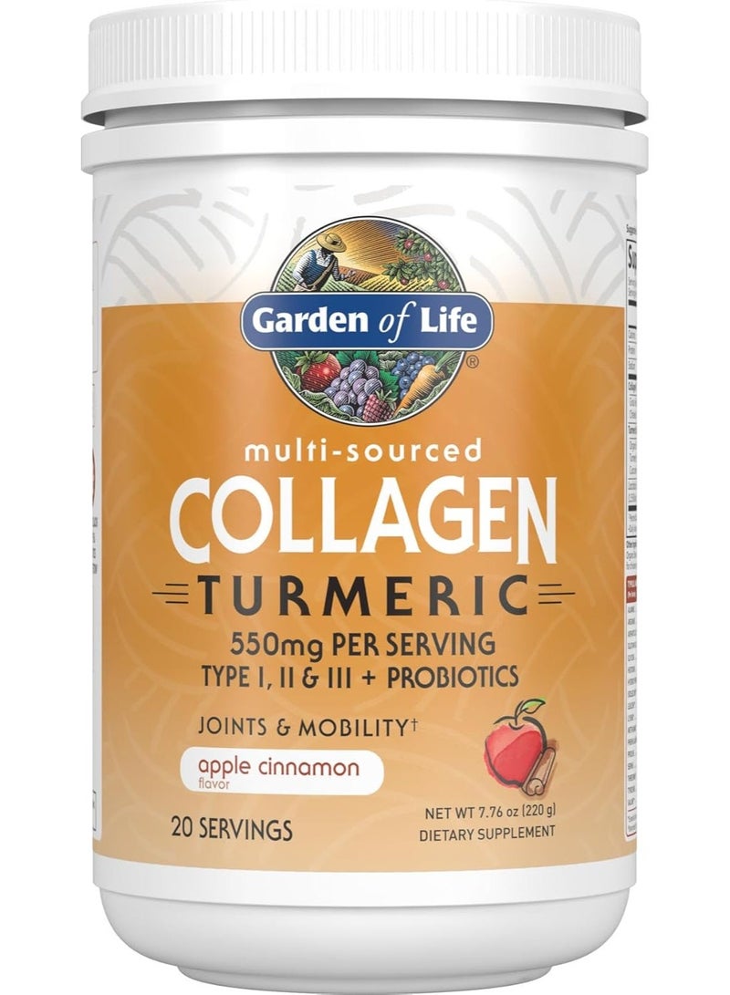 Garden of Life Multi-Sourced Collagen Powder, Apple Cinnamon, Collagen Peptides with Turmeric Powder, Supplement Drink Mix, 20 Servings - Image 1