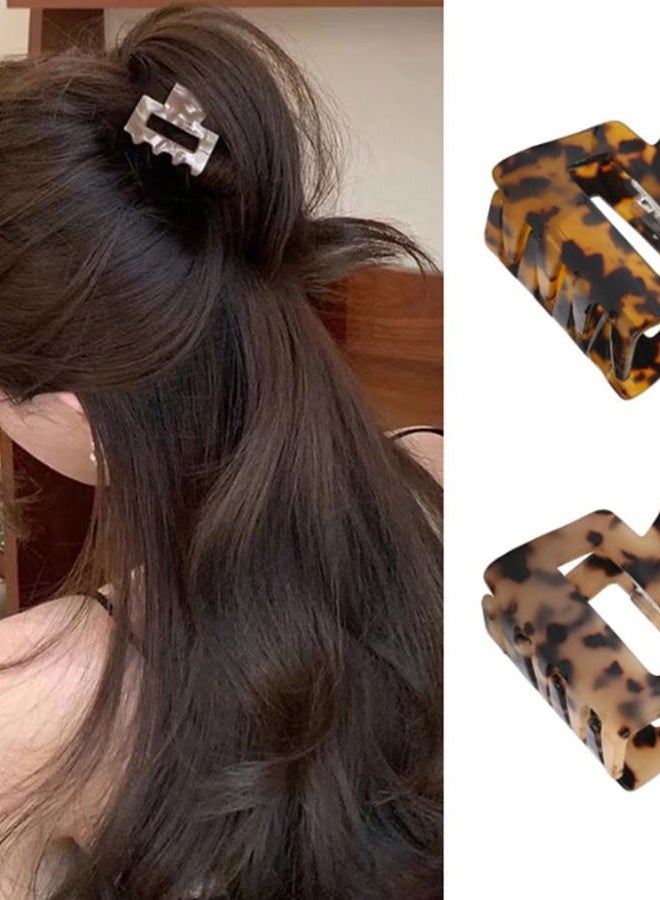 BetterJonny Medium Hair Claw Clips, 4Pcs Acetate Hair Clips Square Hair Jaw Clips Hair Accessories for Women, Tortoise Barrettes - Image 4