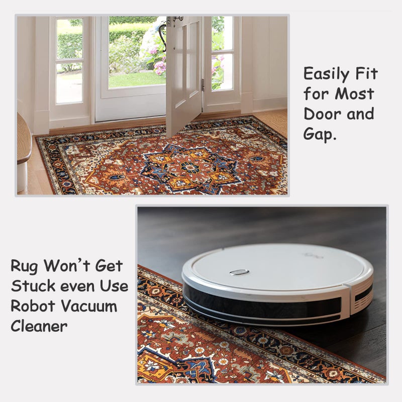 Moynesa Ultra-Thin Washable Area Rug - 2x3 Small Kitchen Rug for Entryway Mat, Oriental Non-Slip Non-Shedding Indoor Floor Carpet for Bathroom Sink Bedroom Living Room Coffee Table Hardwood Floors - Image 5