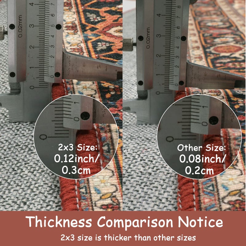 Moynesa Ultra-Thin Washable Area Rug - 2x3 Small Kitchen Rug for Entryway Mat, Oriental Non-Slip Non-Shedding Indoor Floor Carpet for Bathroom Sink Bedroom Living Room Coffee Table Hardwood Floors - Image 3