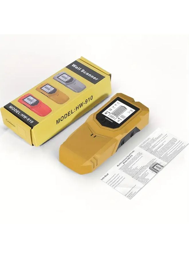 Yellow 6 In 1 Wall Metal Detector Digital Display Battery Powered Heavy Duty Construction - Image 1