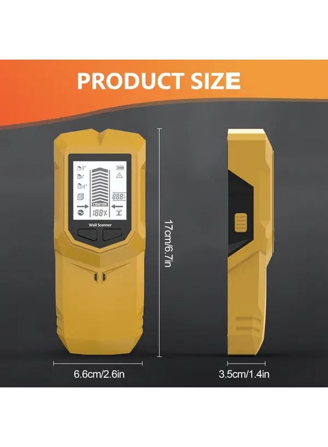 Yellow 6 In 1 Wall Metal Detector Digital Display Battery Powered Heavy Duty Construction - Image 4