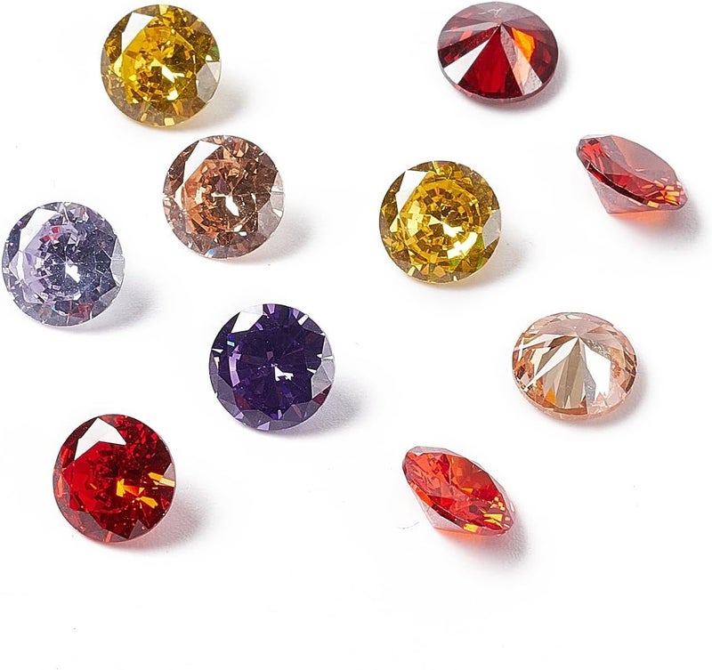 Craftdady 10pcs 7mm Cubic Zirconia Stone Colorful Loose CZ Rhinestone Faceted Cabochons for Earring Bracelet Pendants Jewelry DIY Craft Making - Image 1