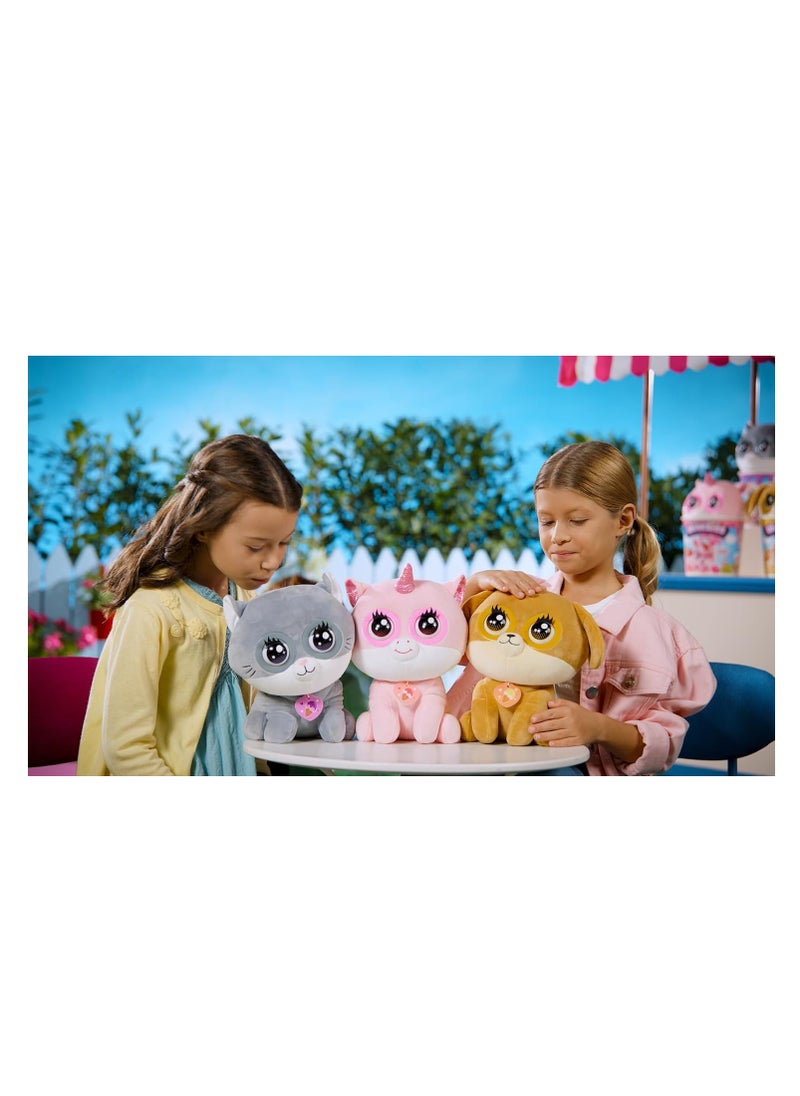 Winksies Interactive Soft Toy - Strawberry Unicorn with Blinking Eyes & Sound Effects – Cuddly Plush Toy for Kids 3+ – Ice Cream Cone
