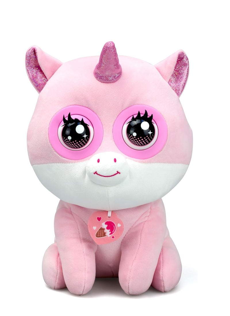 Winksies Interactive Soft Toy - Strawberry Unicorn with Blinking Eyes & Sound Effects – Cuddly Plush Toy for Kids 3+ – Ice Cream Cone