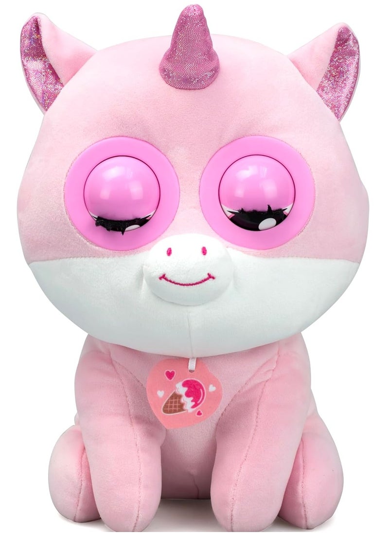 Winksies Interactive Soft Toy - Strawberry Unicorn with Blinking Eyes & Sound Effects – Cuddly Plush Toy for Kids 3+ – Ice Cream Cone