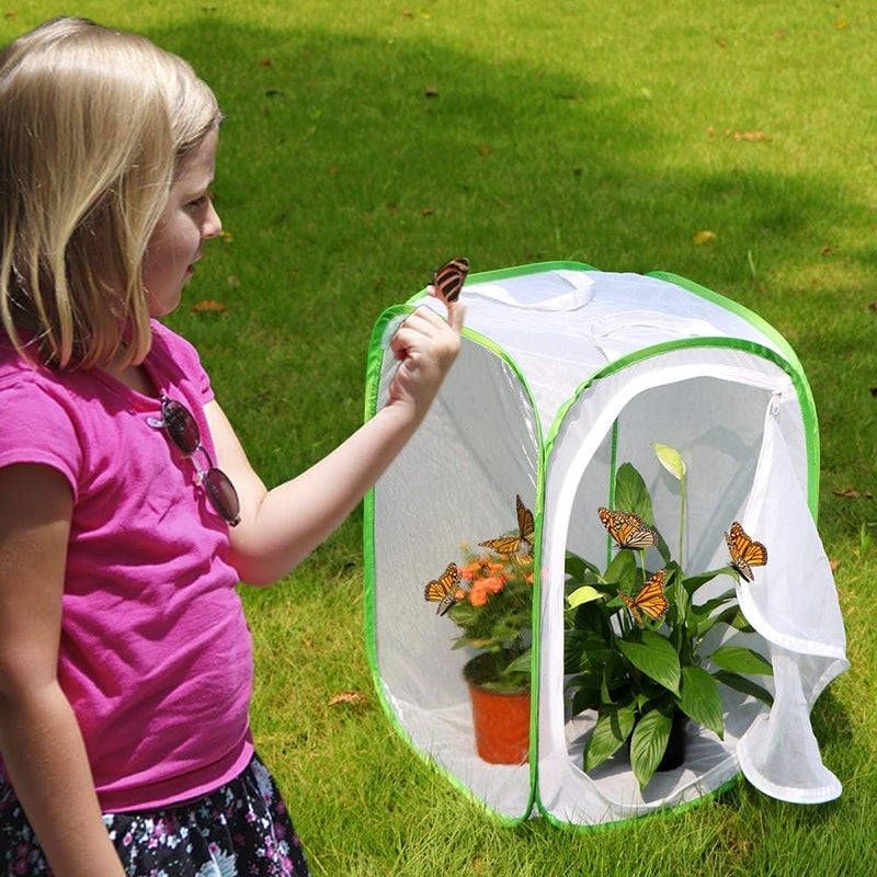 RESTCLOUD 3-Pack Insect and Butterfly Habitat Cage Terrarium Pop-up Butterfly Enclosure (3 x 15.7 x 15.7 x 23.6") - Image 2