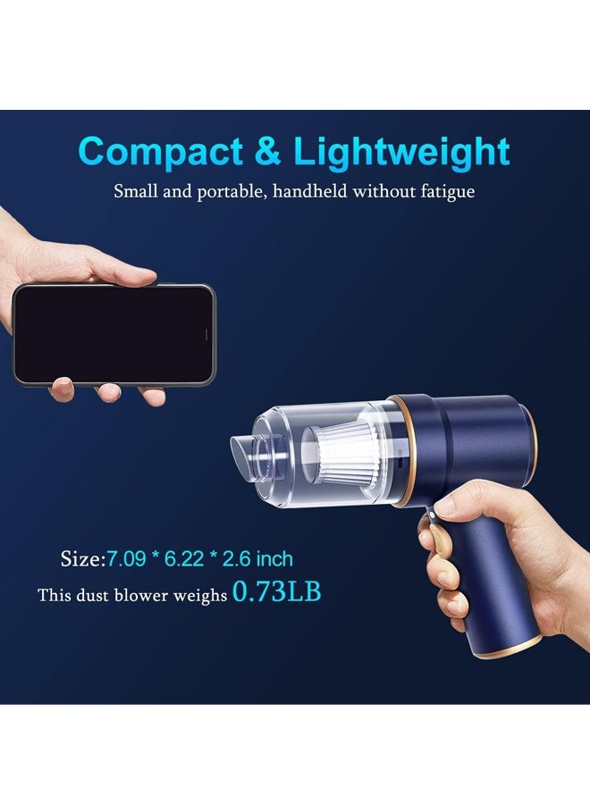 منظف تهوية محمول بسيارة صغيرة، منظف تهوية 5500باسكال وجهاز تنقية هوائي، تفريغ يدوي عالي الطاقة بقدرة 120 واط مع مصباح LED وفتحات متعددة للسيارات، المنزل، المكتب، بيت - Image 5