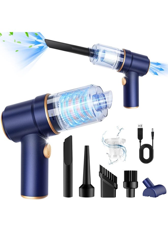 منظف تهوية محمول بسيارة صغيرة، منظف تهوية 5500باسكال وجهاز تنقية هوائي، تفريغ يدوي عالي الطاقة بقدرة 120 واط مع مصباح LED وفتحات متعددة للسيارات، المنزل، المكتب، بيت - Image 1