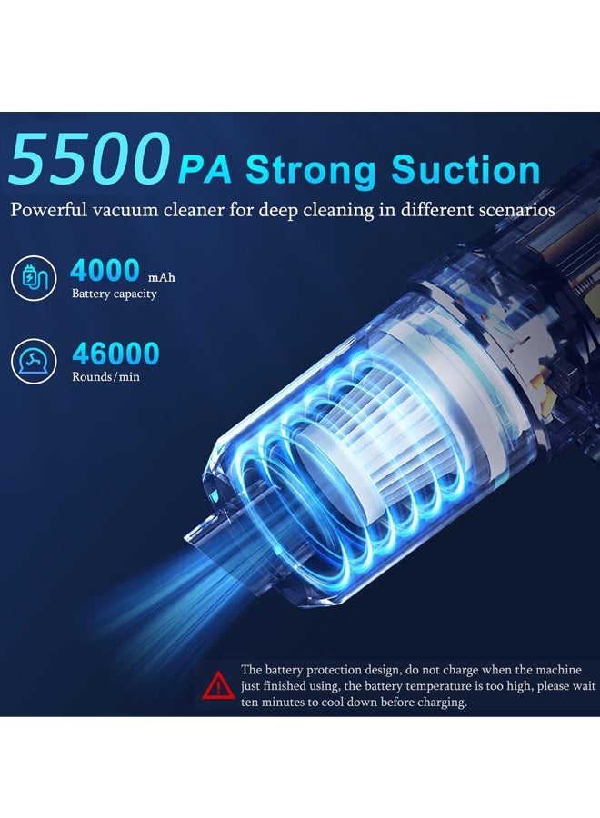 منظف تهوية محمول بسيارة صغيرة، منظف تهوية 5500باسكال وجهاز تنقية هوائي، تفريغ يدوي عالي الطاقة بقدرة 120 واط مع مصباح LED وفتحات متعددة للسيارات، المنزل، المكتب، بيت - Image 3