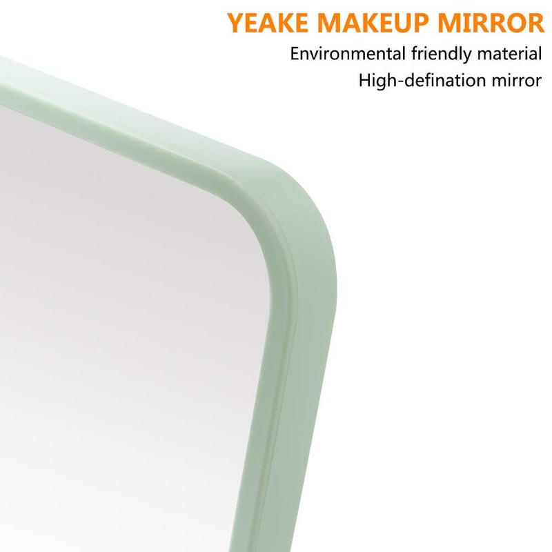 YEAKE Table Desk Vanity Makeup Mirror,8-Inch Portable Folding Mirror with Metal Stand 90°Adjustable Rotation Tavel Make Up Mirror Hanging Bathroom for Shower Shaving(White) - Image 3