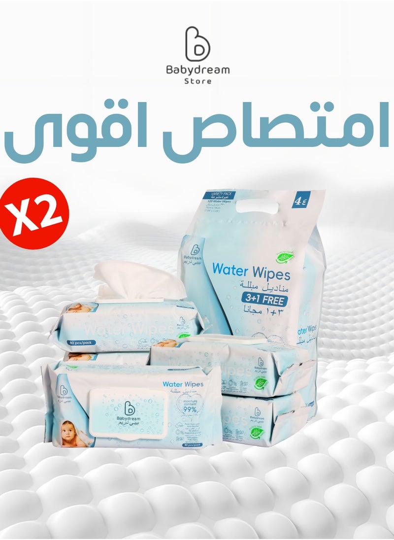 Water Wipes with lid 80pcs 3+1free pack 320pcs - pzsku/Z10D460BB640BF9132342Z/45/_/1730364498/9904aeef-e4af-4784-9152-c6759429b241