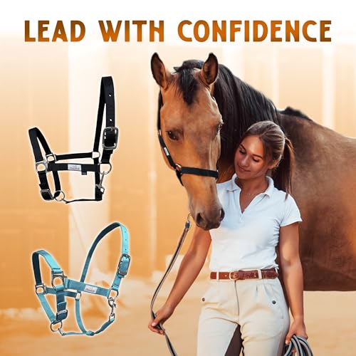 Prairie Horse Supply Nylon Horse Halter, Black - 1 Inch Wide, Horse Halter Adjustable, Horse Harness, Pony Halter, Horse Equipment and Supplies - Ideal for Equestrian Use - Image 3