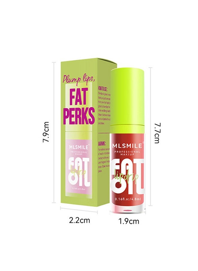 Julystar - Plump Lips Fat Perks, Lip Glow Oil Deep Nourishing Moisturizing Glossy Long Lasting Lightweight Non Sticky Portable Lip Oil Lip Care to Fade Lines and Exfoliate Dead Skin for Women 4.8 ml (#07) - Image 1