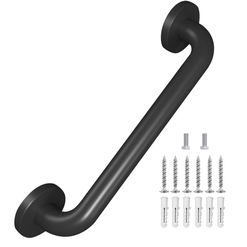 Sahans Metal Industrial Stairs Grab Wall Handrail Staircase Steps Indoor Exterior Outdoor Deck Hand Rail Safety Grab Bar (Matte Black) Handle for Stairs Bars Wall Elderly Grab Frame Pipe (12 Inch 1 Pack) - Image 1