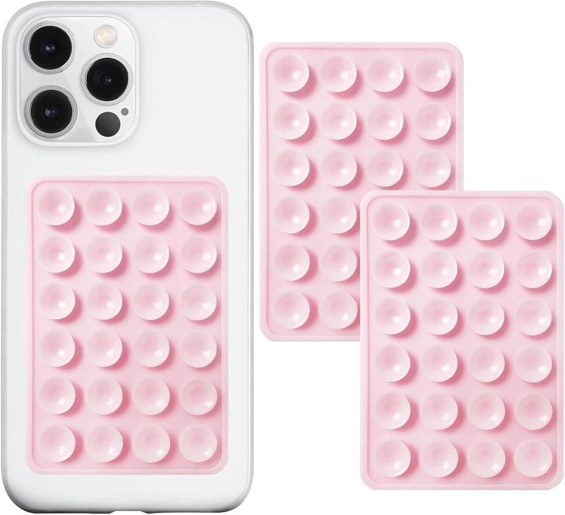 HZYH 2 Pack Silicone Suction Phone Case Mount, Silicon Adhesive Suction Cup Phone Mount, Non Slip Sticky Phone Grip for CellPhone, Strong Grip Holder for Selfies and Videos, Light Pink - Image 1