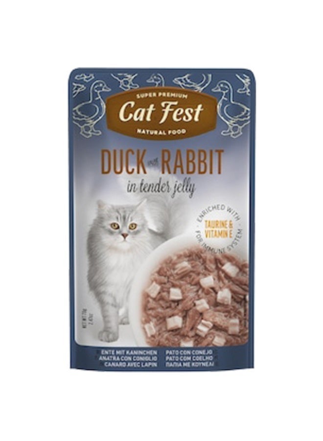 Cat Fest Duck with Rabbit in Tender Jelly Cat Food -4 Pouch, each pouch size 70g - Image 3