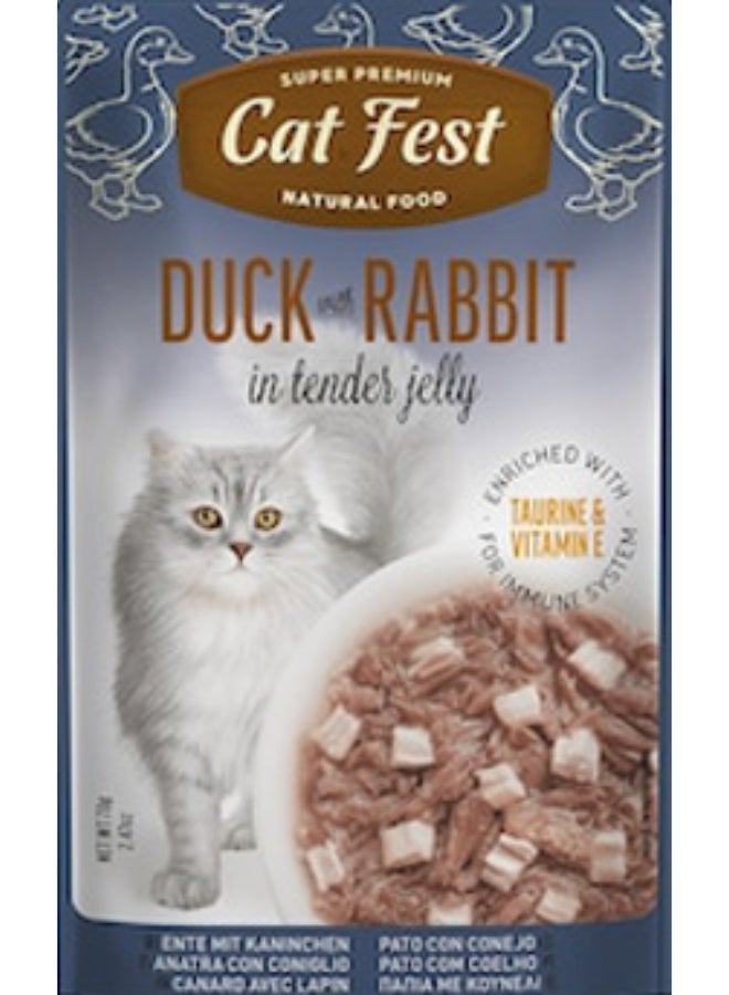 Cat Fest Duck with Rabbit in Tender Jelly Cat Food -4 Pouch, each pouch size 70g - Image 2