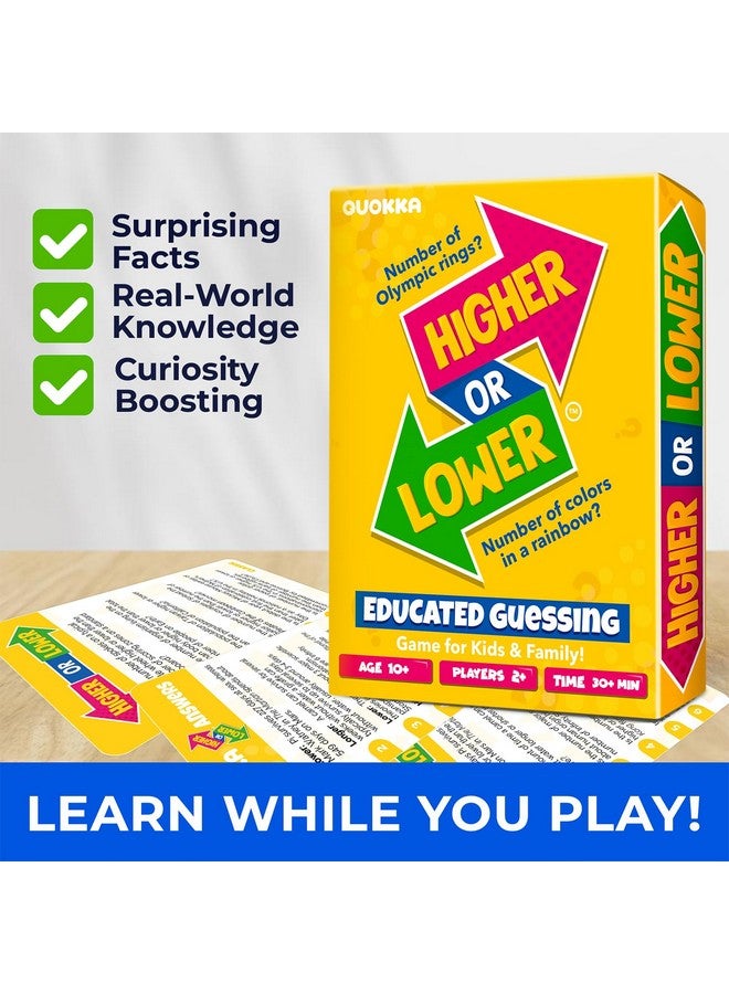 quokka لعبة كواكا التريفيا للألعاب اللوحية للأطفال والبالغين - لعبة لوحية لليلة عائلية مجموعة 4x بطاقات تريفيا أعلى أو أقل | تخمين أسئلة ممتعة | سهل التعلم | 2 + لاعبين - تحدى معرفتك العامة - Image 5