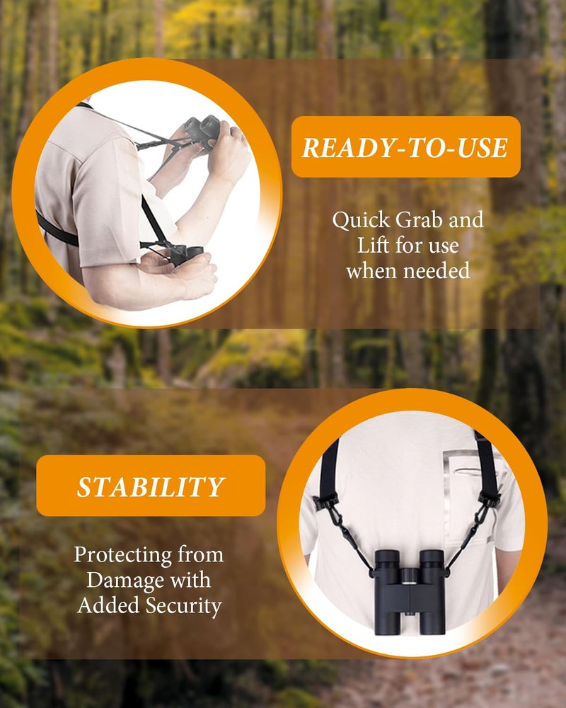 OUFABE Binocular Harness Strap, Binocular Harness for Birding, X-shaped Decompression Binocular Strap,Cross Binocular Straps Harness, Fits for Carrying Binocular, Cameras, Rangefinders and More - Image 5