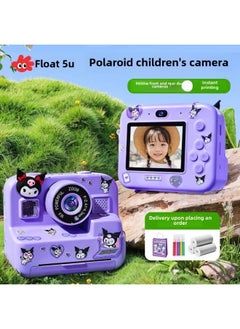Generic Children's Camera Can Take Pictures And Print Color Non-toys Directly Out Of The Photo Girl Birthday Gift 8-Color:Purple Polaroid-a9600w--gift Bag Sticker Brush  - Image 2