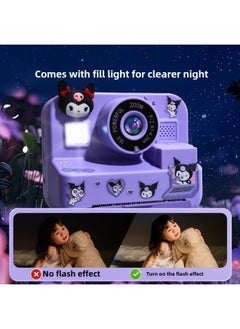 Generic Children's Camera Can Take Pictures And Print Color Non-toys Directly Out Of The Photo Girl Birthday Gift 8-Color:Purple Polaroid-a9600w--gift Bag Sticker Brush  - Image 5