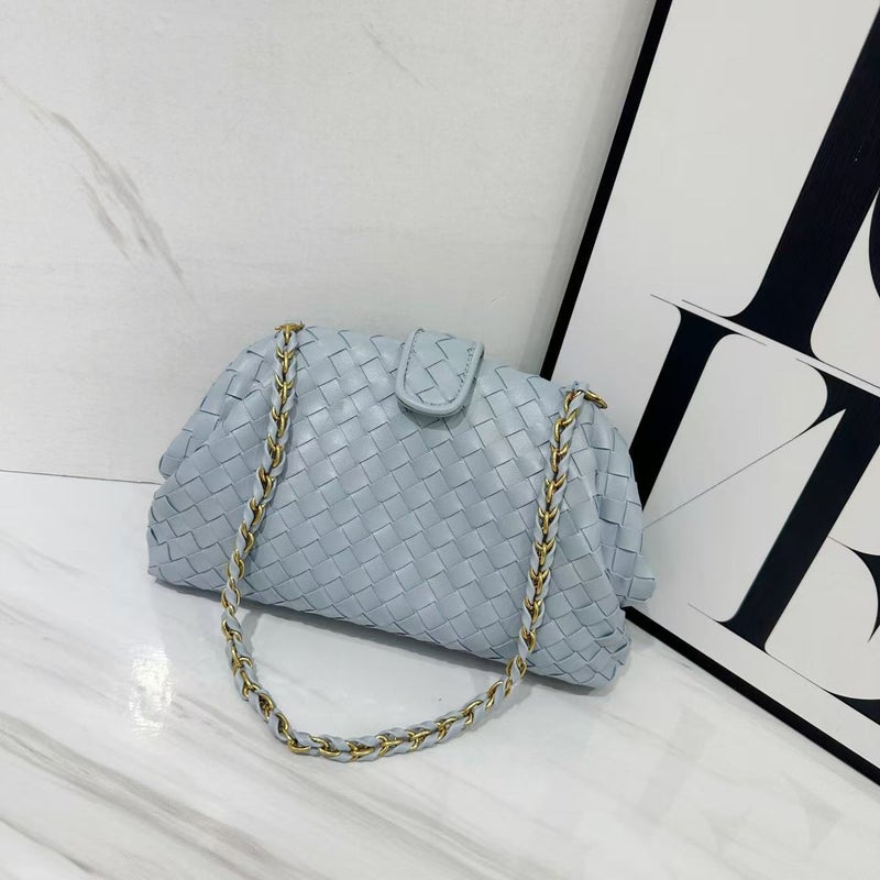 Retro Classic Clip Chain Bag Cowhide Woven Bag Cloud Bag Underarm Shoulder Hand Shell Bag For Dinner - Image 1