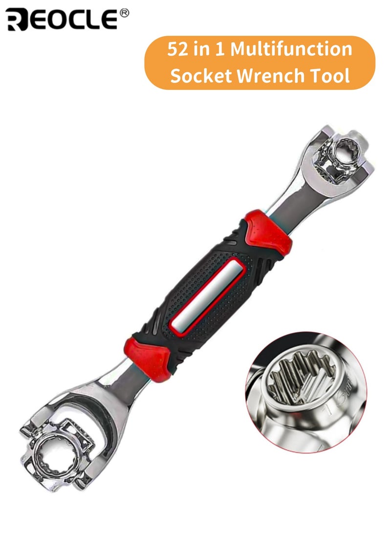 REOCLE 52 in 1 Universal Socket Spanner Wrench Multi-Functional Double-Ended Wrench Set with Magnetic 360° Rotating Head Adjustable Spanner Tool for Home Car Repair Durable Easy to Use Ideal for Men Women - Image 1