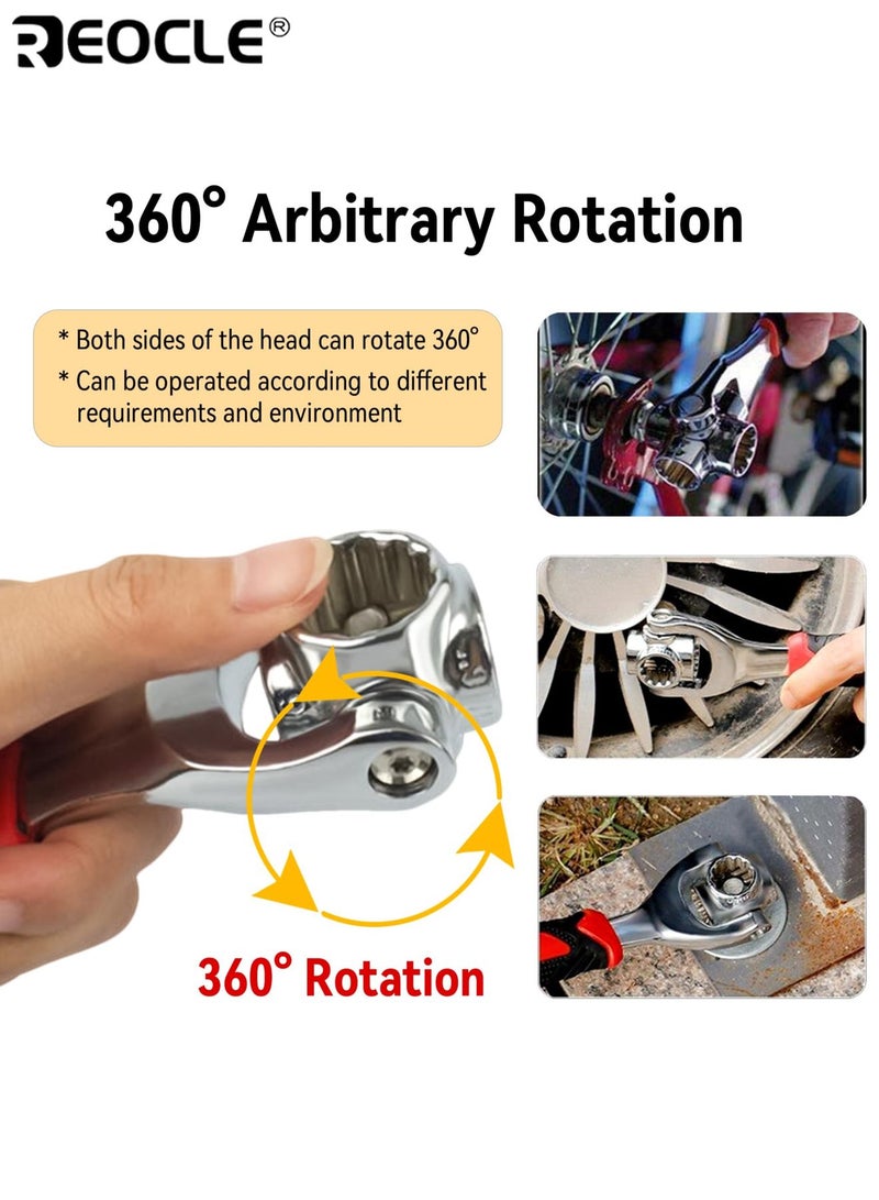 REOCLE 52 in 1 Universal Socket Spanner Wrench Multi-Functional Double-Ended Wrench Set with Magnetic 360° Rotating Head Adjustable Spanner Tool for Home Car Repair Durable Easy to Use Ideal for Men Women - Image 5