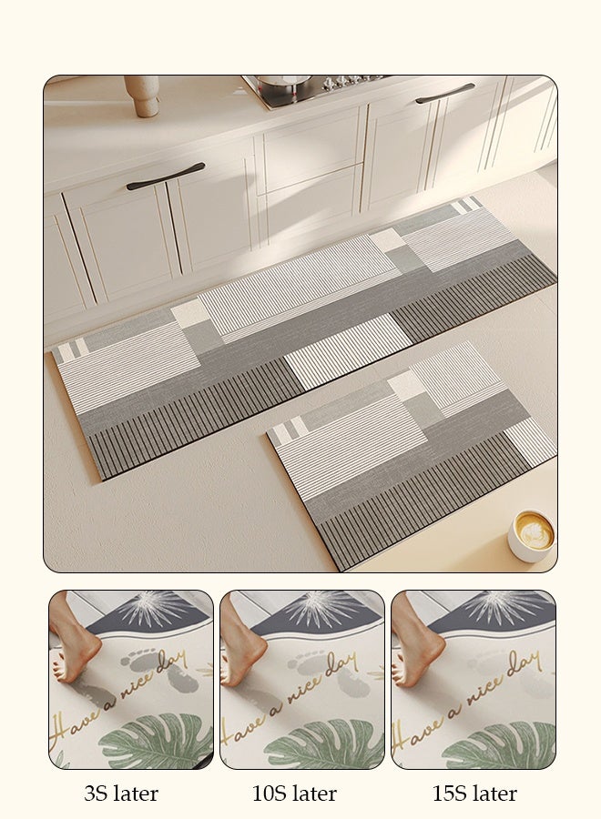 DUNISO 2 PCS  Kitchen Mats and Rugs Set , Non Slip Heavy Duty Standing Mat, Quick Dry Diatom Mud Floor Mat,  Extra Soft and Absorbent Floor Mats for  Kitchen, Bath, Office, Laundry(40*60cm+40*120cm) - Image 2