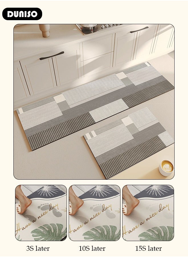 DUNISO - 2 PCS  Kitchen Mats and Rugs Set , Non Slip Heavy Duty Standing Mat, Quick Dry Diatom Mud Floor Mat,  Extra Soft and Absorbent Floor Mats for  Kitchen, Bath, Office, Laundry(40*60cm+40*120cm) - Image 1
