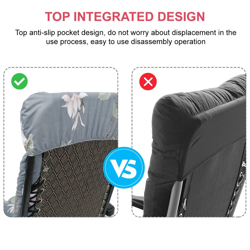 ODOMY Sun Lounger Cushions Only Replacement Garden Recliner Cushion with Non-Slip Hood Portable Sunloungers Cushion Pad for Indoor Outdoor Sunlounger Sunbed Chaise Recliner Lounge Chair (#5) - Image 5