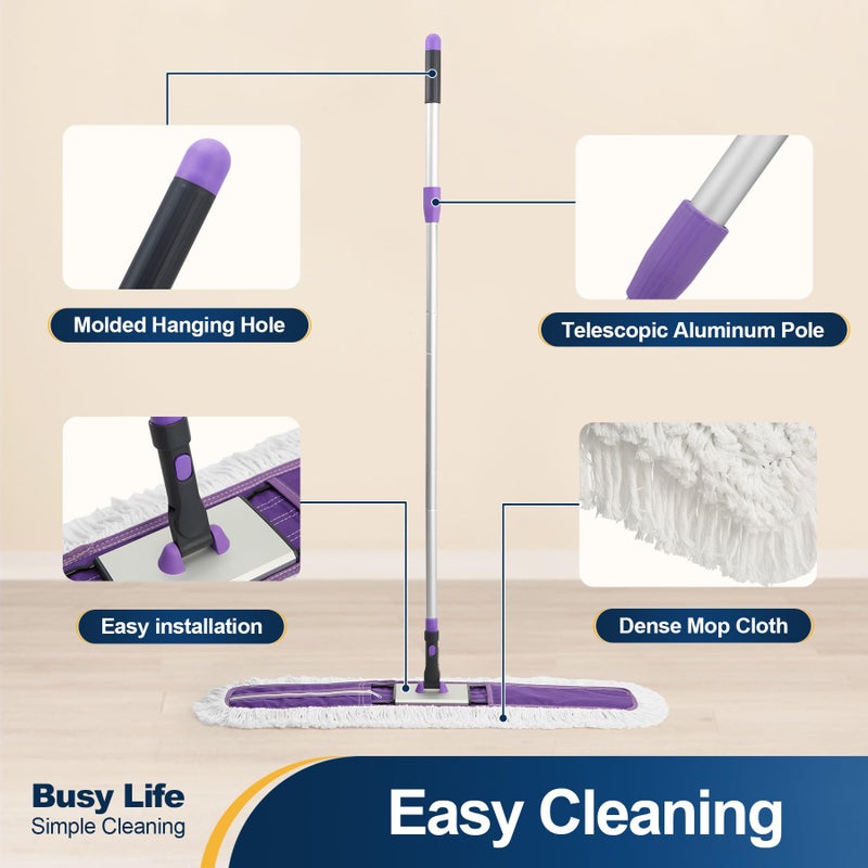 Yocada 36 inch Commercial Dust Mop Industrial Floor Mop for Cleaning Office Garage Hardwood Warehouse Factory Mall Deck 59 Inch Long Total 2 Pads - Image 3