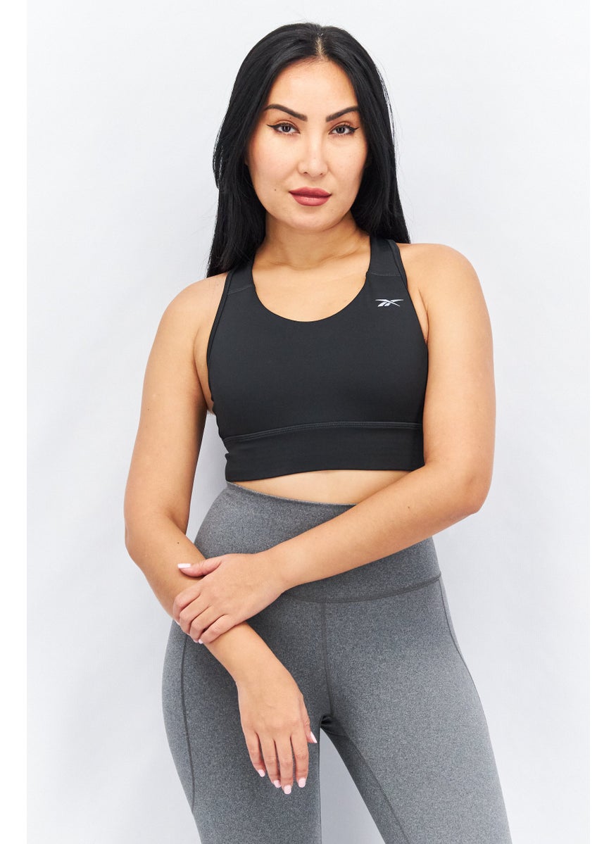 Reebok Women Sportswear Fit Brand Logo Sports Bra, Black  - Image 1