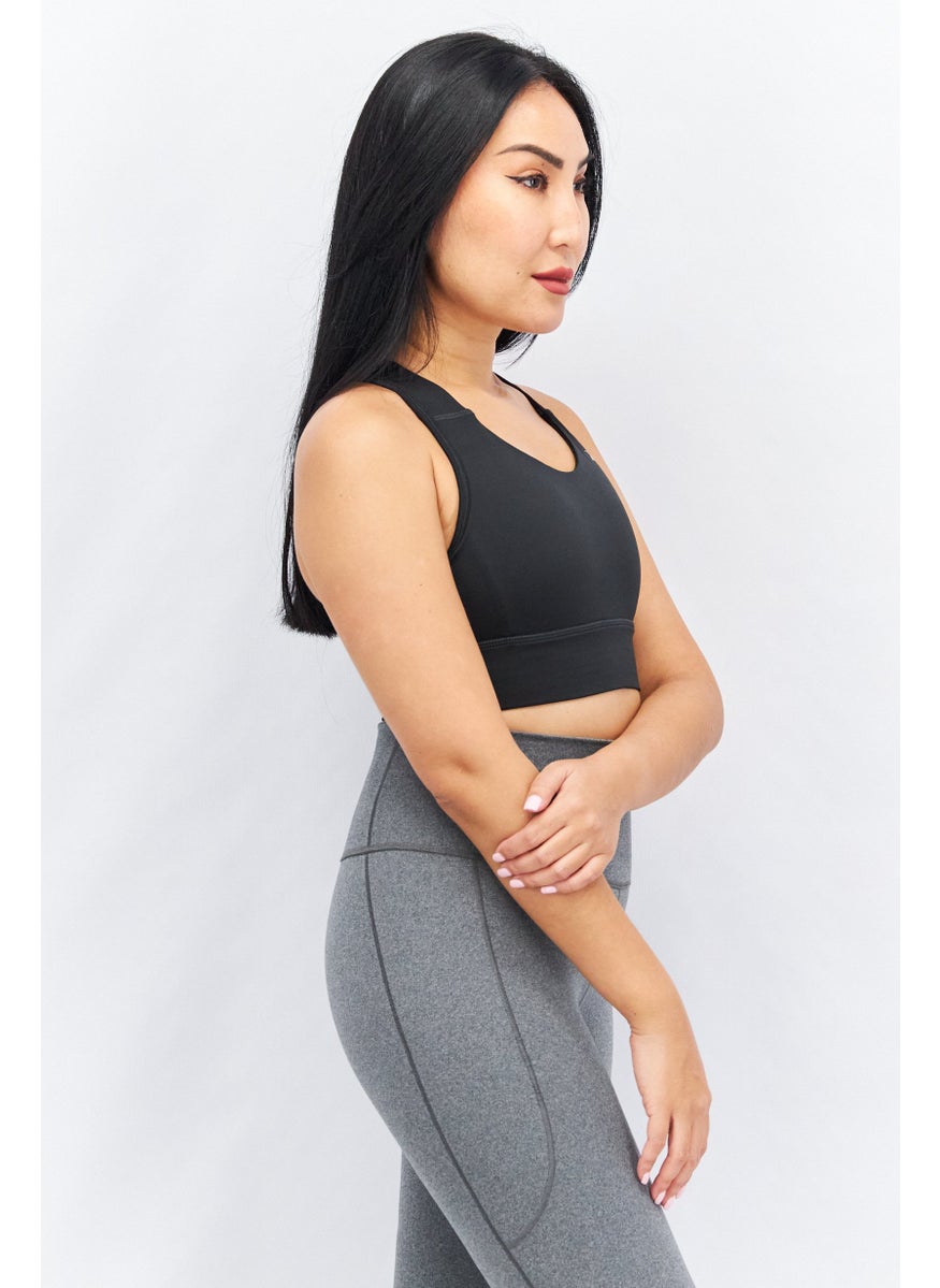 Reebok Women Sportswear Fit Brand Logo Sports Bra, Black  - Image 3
