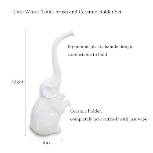 AORTULL Toilet Brush and Holder Set,Modern Ceramic Toilet Bowl Brush Holder,Cute Bathroom Decor, Non-Scratch Bristles, Space-Saving White Household Cleaning Tool for Bathtub - Image 3