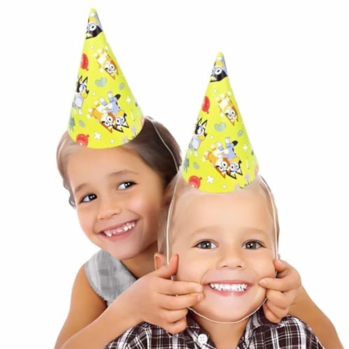 Multicolor Bluey Party Hats 8 Count | Vibrant Paper Hats with Unique Bluey Designs Perfect for Kids' Birthdays & Celebrations, One Size Fits Most - Image 2