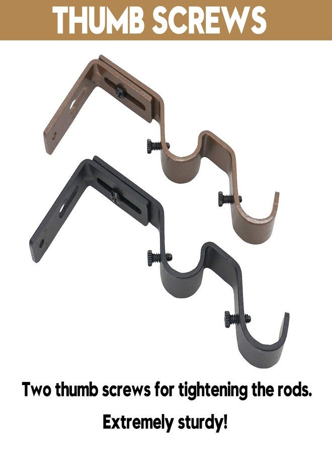 AddGrace Double Curtain Rod Bracket - 6 Pack Adjustable Heavy Duty Holder for 3/4" and 5/8" Rod (Black) - Image 4