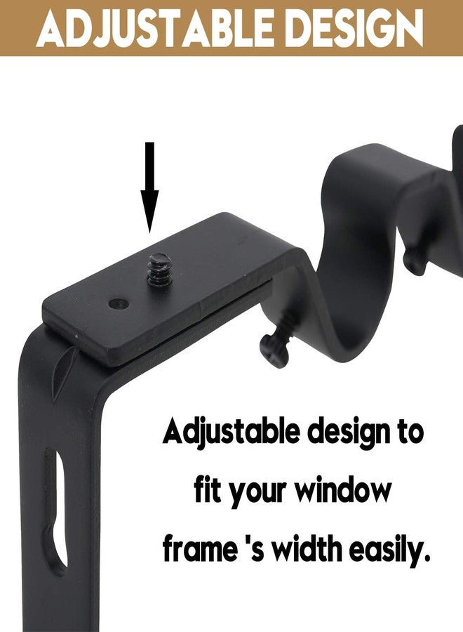 AddGrace Double Curtain Rod Bracket - 6 Pack Adjustable Heavy Duty Holder for 3/4" and 5/8" Rod (Black) - Image 2