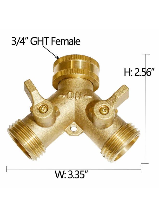 HQMPC Garden Hose Y Valve Connectors Brass Hose Splitter with Solid Brass Handle Brass Y Valve Water Garden Hose Adapter 2 Way Y Valve 3/4" GHT Thread Extra 4 Presure washers (1) - Image 3
